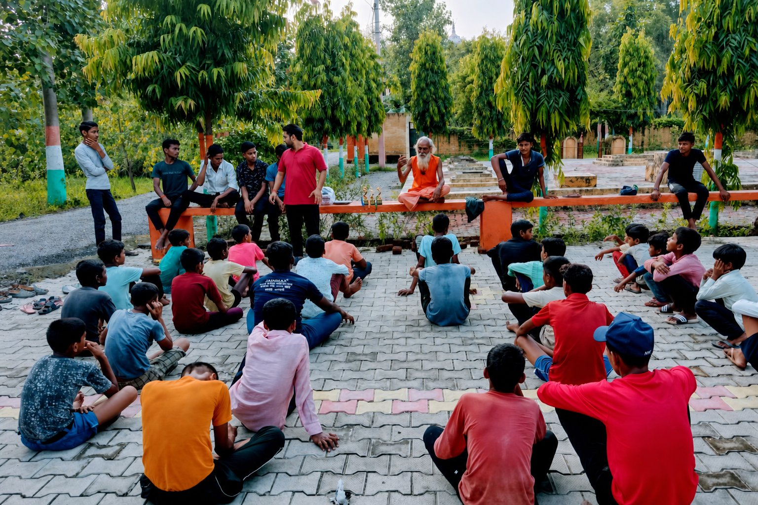 समिति के सामूहिक प्रशिक्षण सत्र में उपस्थित बच्चे और युवा